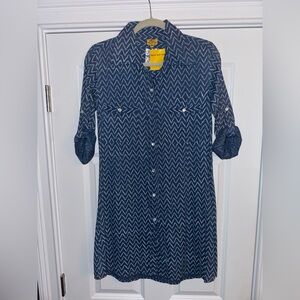 Women’s Roberta Roller Rabbit Shirt Dress Size XS Indigo Pattern
